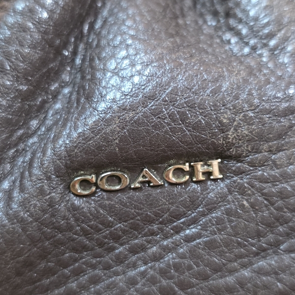 VINTAGE COACH BROWN PEBBLE LEATHER 3 COMPARTMENT PURSE HANDBAG SATCHEL EX COND - Picture 8 of 15